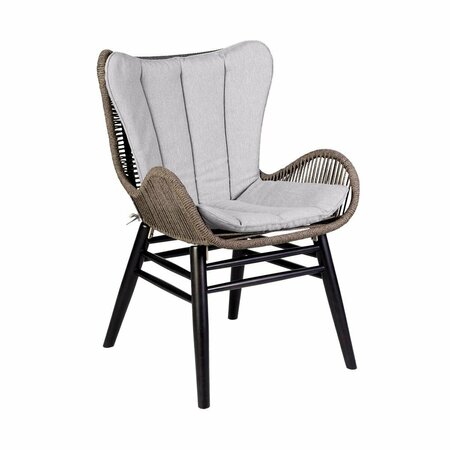 TENTO CAMPAIT Fanny Outdoor Patio Dining Chair in Dark Eucalyptus Wood & Truffle Rope TE3322960